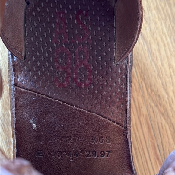 A.S. 98 sz EU 38 US 7.5 Kenya Brown Leather Women's Sandals 2” heel great cond - Picture 7 of 9